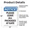 Signmission Please Leave All Packages At Gate, 12 in W x Rectangle, Vinyl Decal OS-2PACK-NS-D-1218-V-17505 - alternate 3